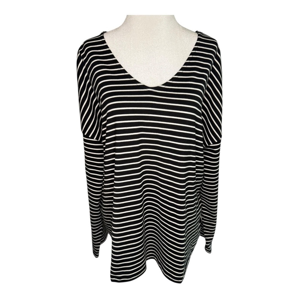 Banana Republic Striped V-Neck Long Sleeve‎ Tunic Top Relaxed Fit XL NWT